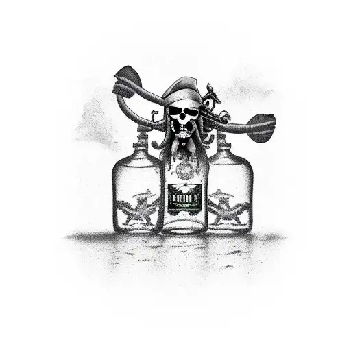 Pirates With Bottle Of Rhum In Cactus Landscape