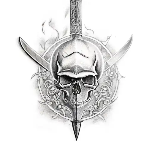 Skull And Crow And Sword
