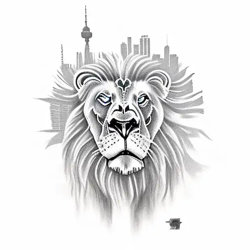 Buffalo Skeleton Lion Nairobi Skyline Background