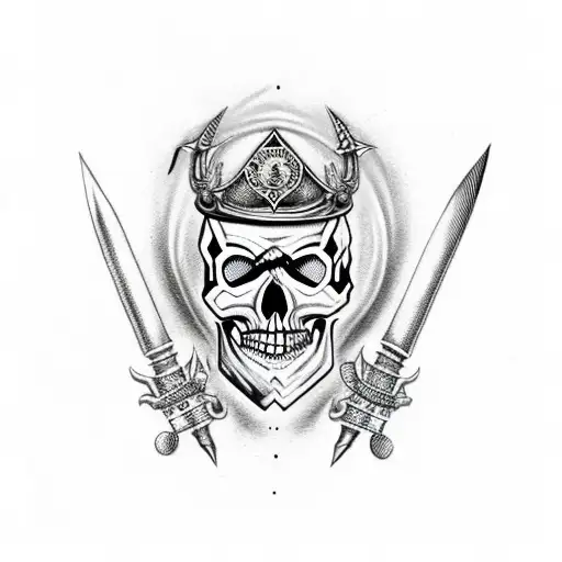 Skull With Dagger Going Through It