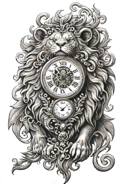 Clock With Filigree And A Lion