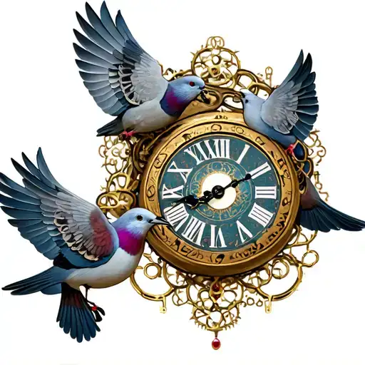 Turtle Doves Rosary Clock Mechanism Intertwined