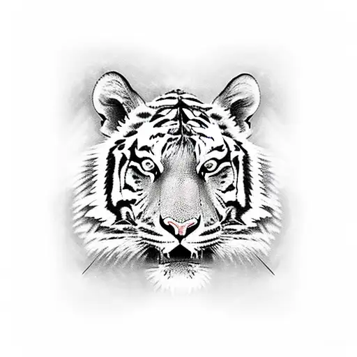 A Majestic Tiger Surrounded By Intricate Geometric Shapes In Dotwork Style