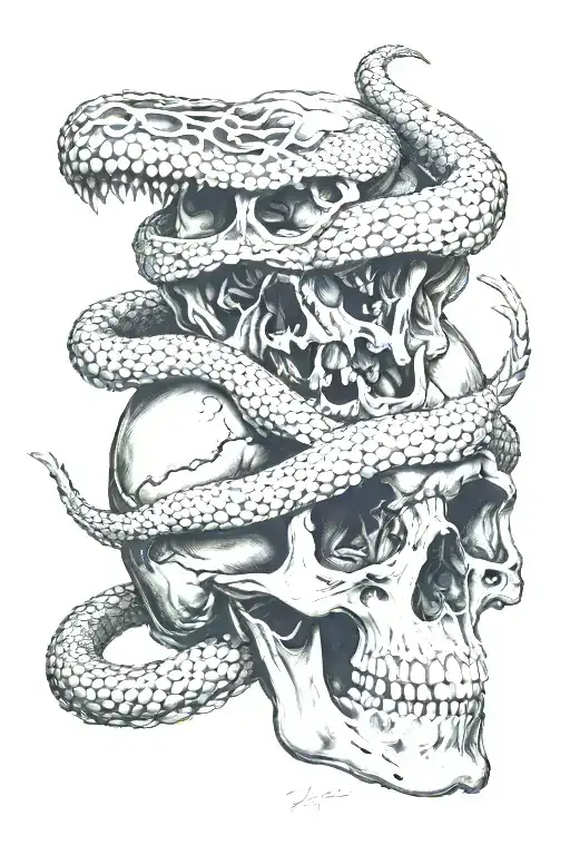 Viper Coming Out Of Human Skull