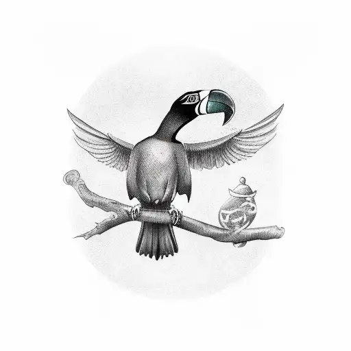 Tucan With Fantasy Background