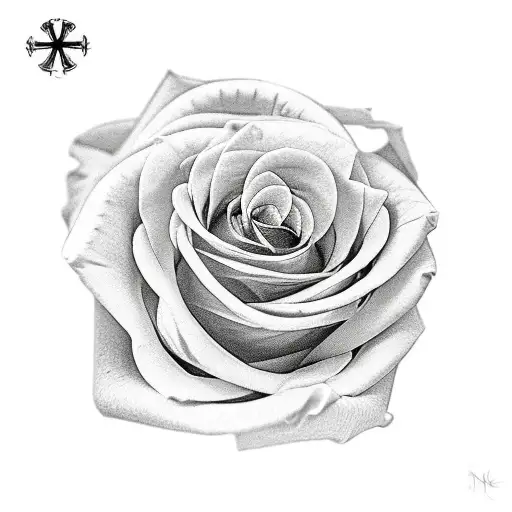 Christian Cross With Roses