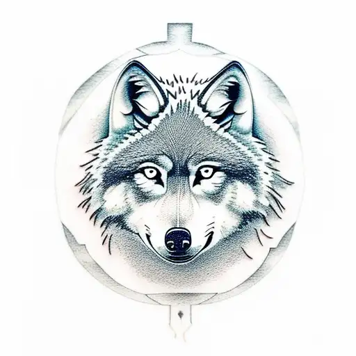 Full Moon And Wolf And Mountain And Forest