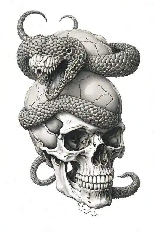 Viper Coming Out Of Human Skull