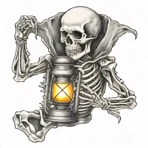 Skeleton Holding Lantern
