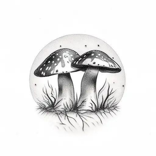 Mushrooms Growing On A Dead Crow