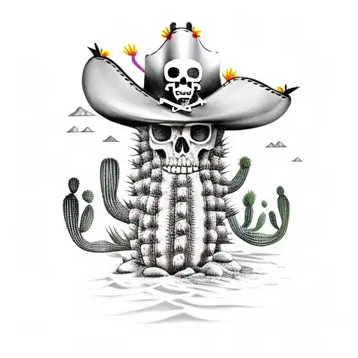 A Cactus Wearing A Pirate Hat On A Tropical Island