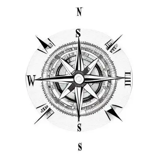 A Compass With A World Map In The Background