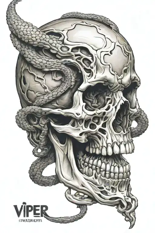 Viper Coming Out Of Human Skull