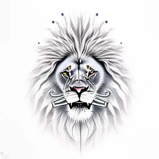 A Majestic Lion Holding A Sword In Its Mouth