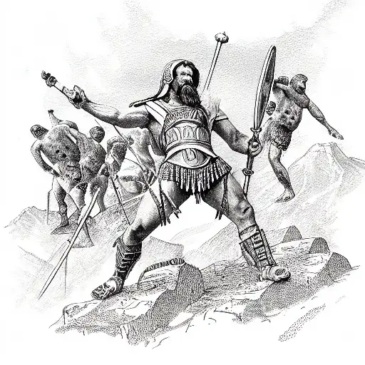 Gladiator Stands On The Mountain Of The Corpses Of The Romans