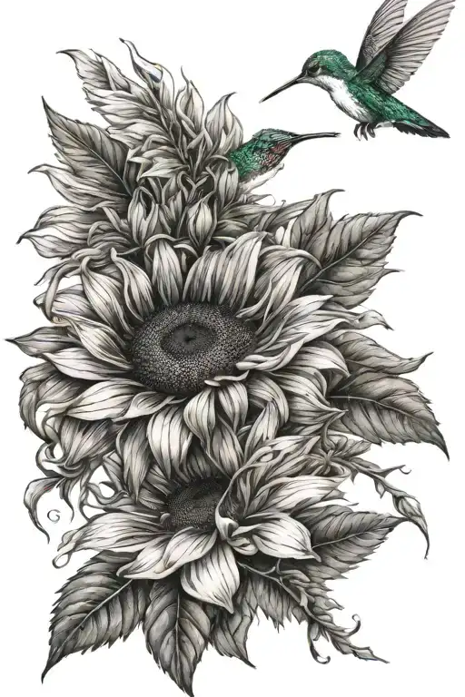 Hummingbird And Sunflower