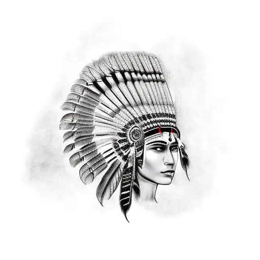 Indian Head With Headdress With Negative Filigree