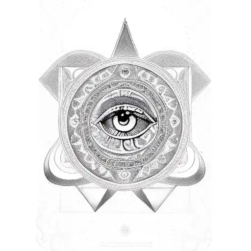 A Mystical Tarot Card Featuring The Hamsa Symbol And The All-seeing Eye