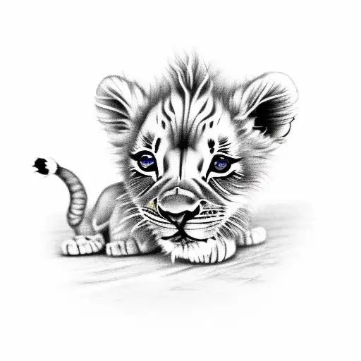 A Lion Cub Playing With Retail Items