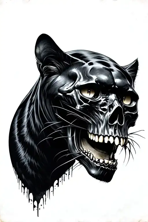A Black Panther With A Skull