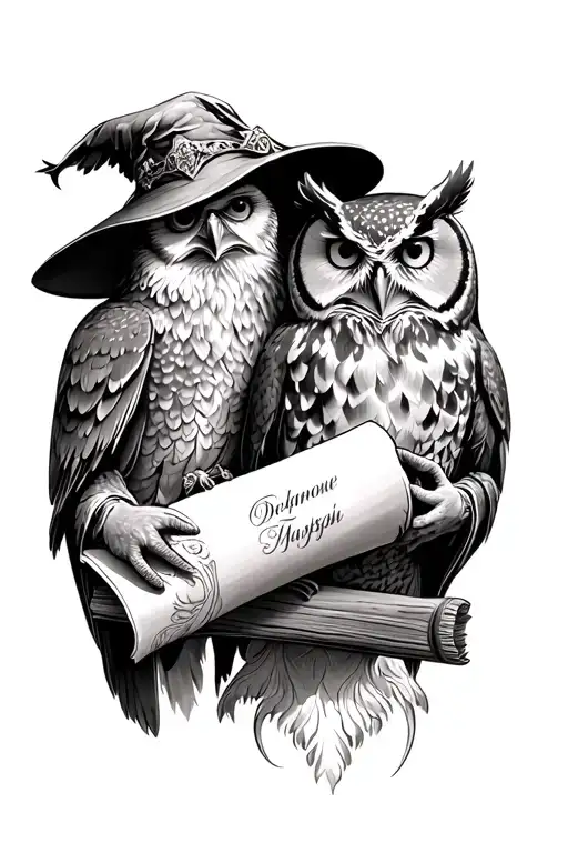 Wizard And Owl With Diploma