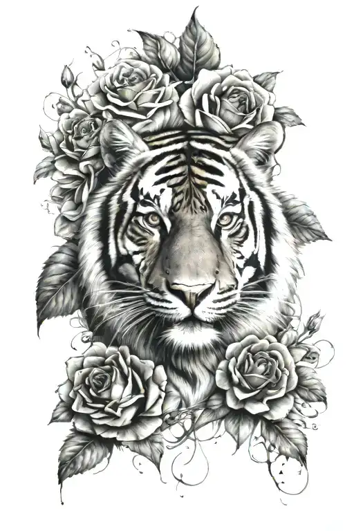 Tiger And Roses Mixed