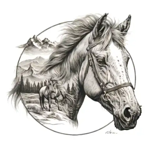 Horse And Mountains