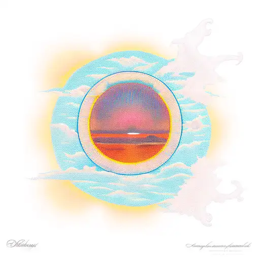 A Red Sun Setting Over A Tropical Beach