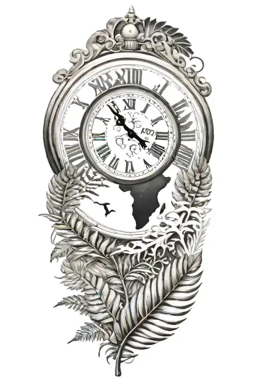 Clock Face With A Silver Fern And Table Mountain