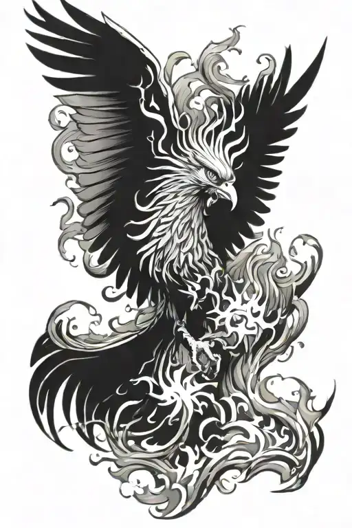 Pheonix Rising From Flames Realism Style