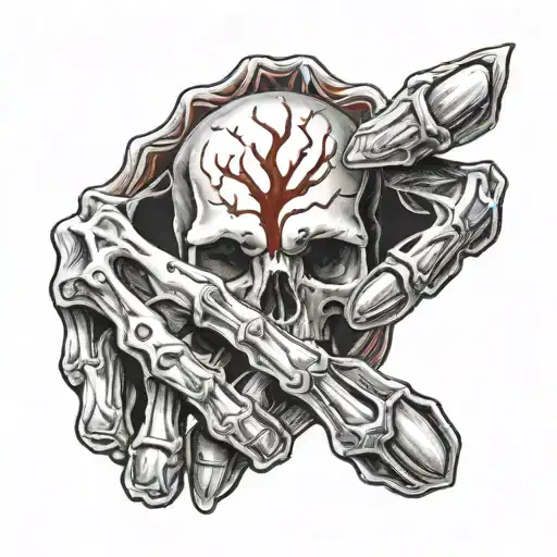 Hand Tattoo 2 Skeleton Fingers Holding A Bleeding Heart