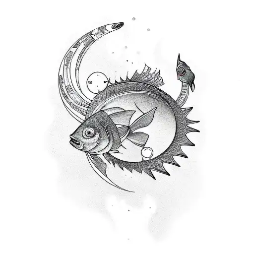 Combine The Elements Of Capricorn And Fish In A Geometric Design For Arm Sleeve