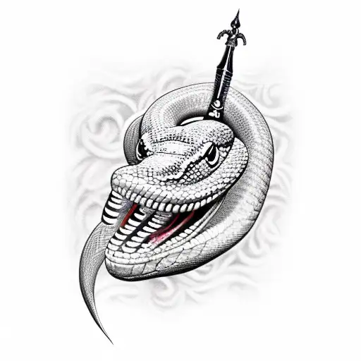 Snake With A Dagger In Mouth