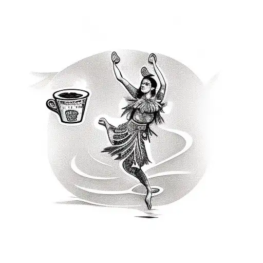 A Hula Dancer Holding A Coffee Cup