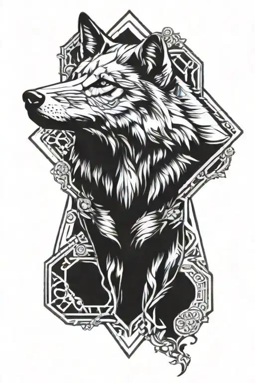 Wolf Hexagon Mandala Design
