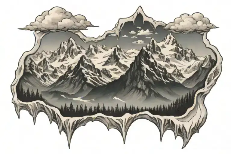 Mountain Range With Snow Capped Mountains