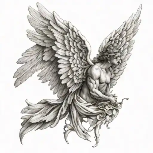 Angel With Wings Side View