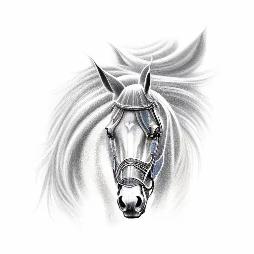 Female Horse From The Mountain In Metal Elements