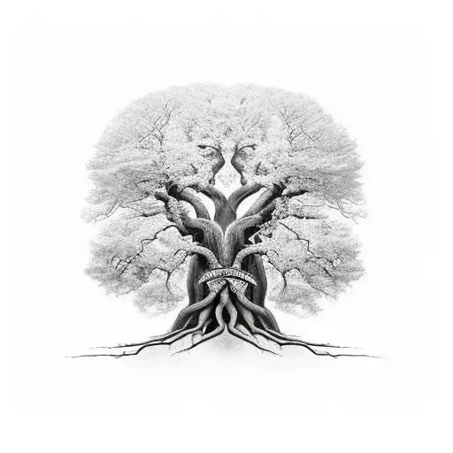 A Majestic Tree With Roots That Spell Out 'Family'