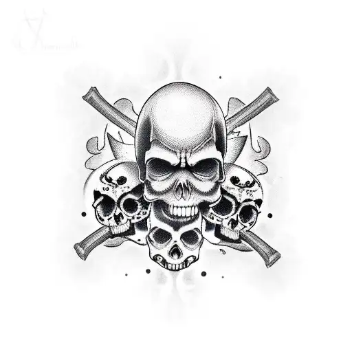 Forearm 3 Skulls With Half Sugar Skull Makeup