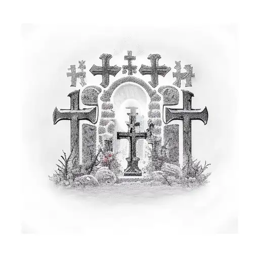 Family Graveyard With Heaven Gates Above