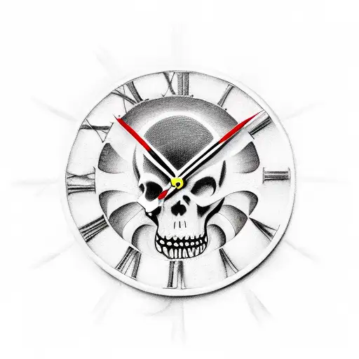 A Clock Face With The Grim Reaper Face In Front Of It Holding A Scythe
