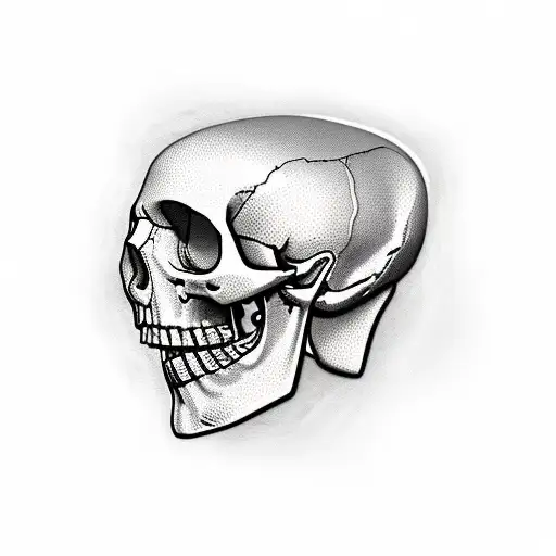 Greek Statue With Skull Between