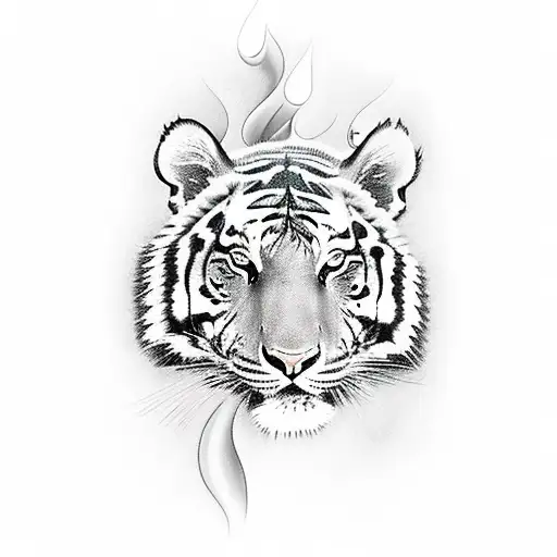 Tiger With Flames