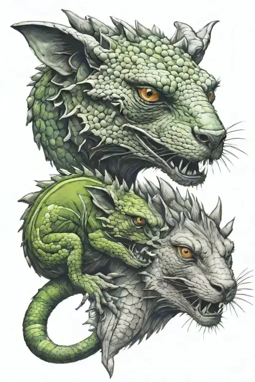 Chameleons Fight With Wolf