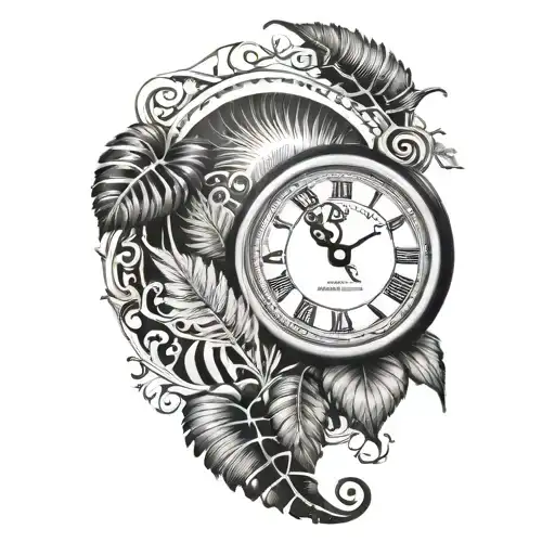 Half Rose Half Clock Face With Maroi Silver Fern