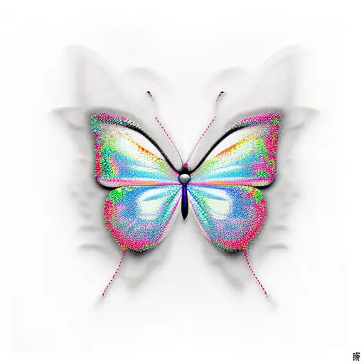 Butterfly Flying Away With Jiggsaw Pieces And Shadow In Color