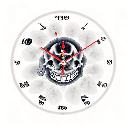 A Clock Face With The Grim Reaper In Front Of It Holding A Scythe