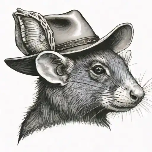 Black And White Possum Wearing Periwinkle Cowboy Hat