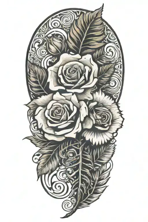 Rose And Tribal Silver Fern